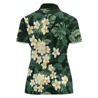 Hawaii Plumeria Tropical Leaves Women Polo Shirt Monstera Calathea Palm Fronds