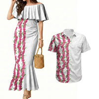 Hawaii Aalii Lei Couples Matching Mermaid Dress and Hawaiian Shirt Aalii Ku Makani