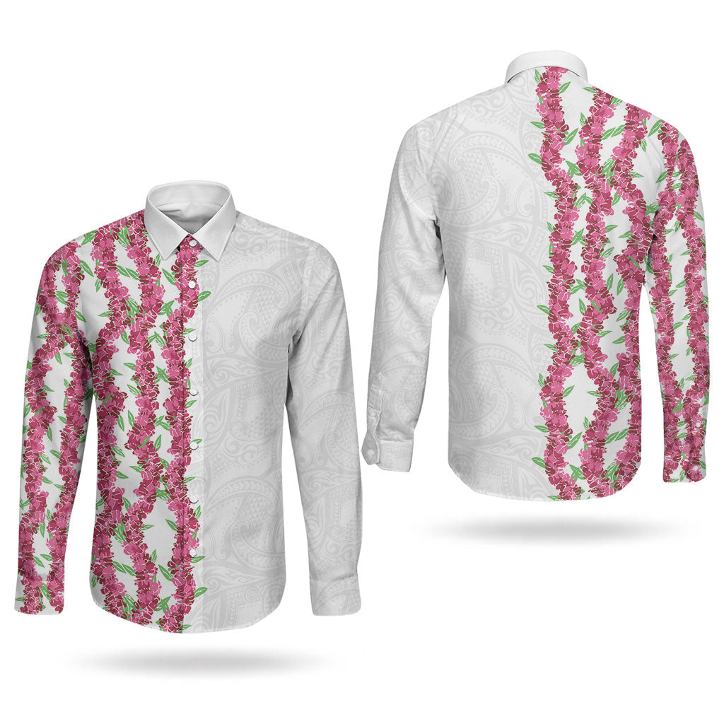 Hawaii Aalii Lei Couples Matching Off Shoulder Maxi Dress and Long Sleeve Button Shirt Aalii Ku Makani