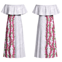 Hawaii Aalii Lei Couples Matching Off Shoulder Maxi Dress and Long Sleeve Button Shirt Aalii Ku Makani