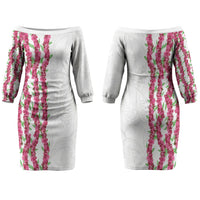 Hawaii Aalii Lei Couples Matching Off The Shoulder Long Sleeve Dress and Long Sleeve Button Shirt Aalii Ku Makani