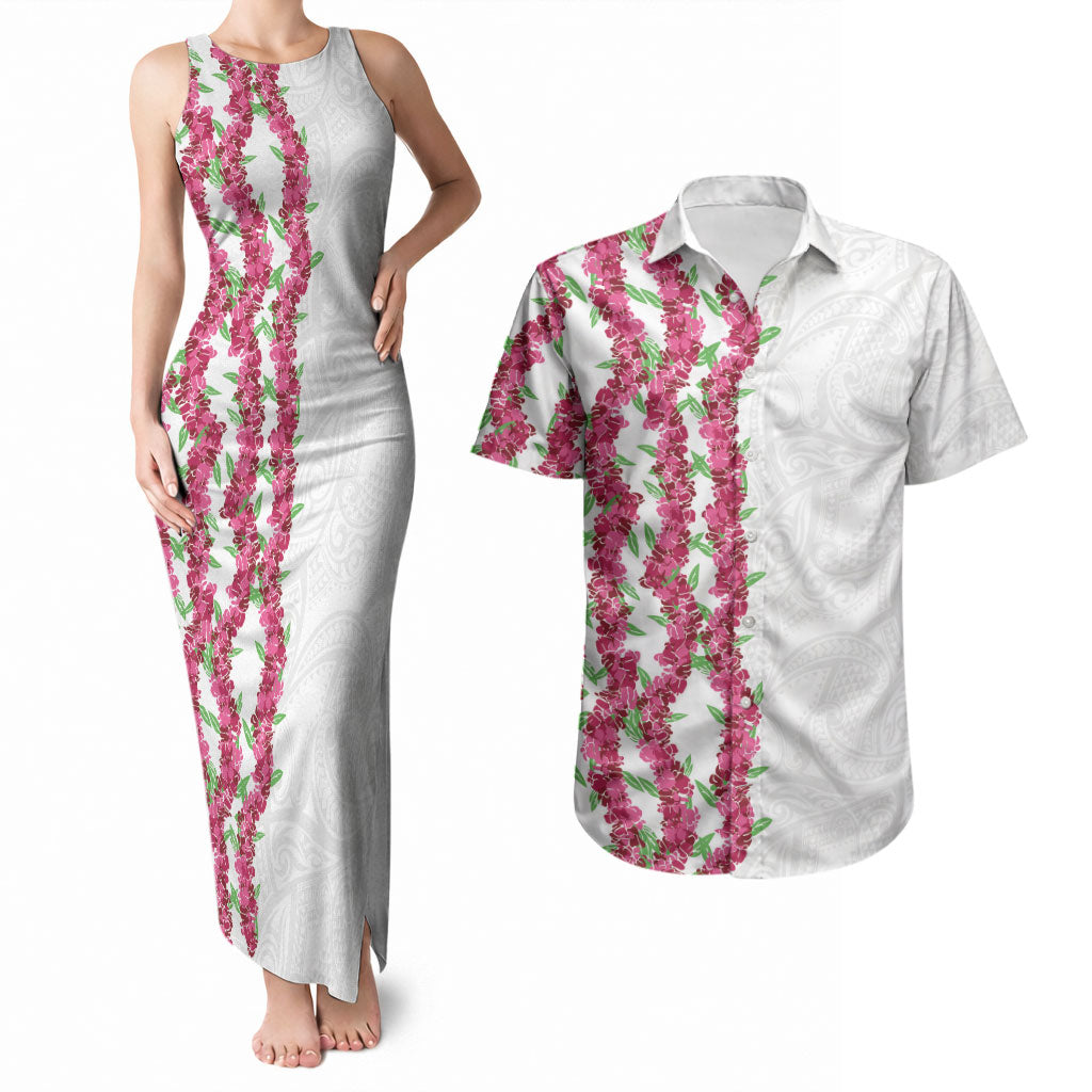 Hawaii Aalii Lei Couples Matching Tank Maxi Dress and Hawaiian Shirt Aalii Ku Makani