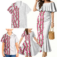 Hawaii Aalii Lei Family Matching Mermaid Dress and Hawaiian Shirt Aalii Ku Makani