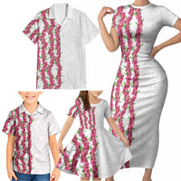 Hawaii Aalii Lei Family Matching Short Sleeve Bodycon Dress and Hawaiian Shirt Aalii Ku Makani