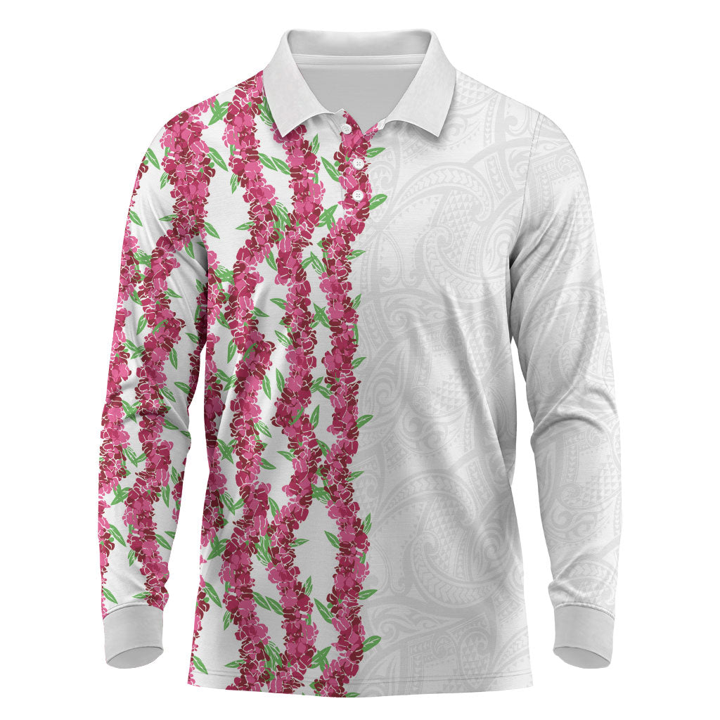 Hawaii Aalii Lei Long Sleeve Polo Shirt Aalii Ku Makani