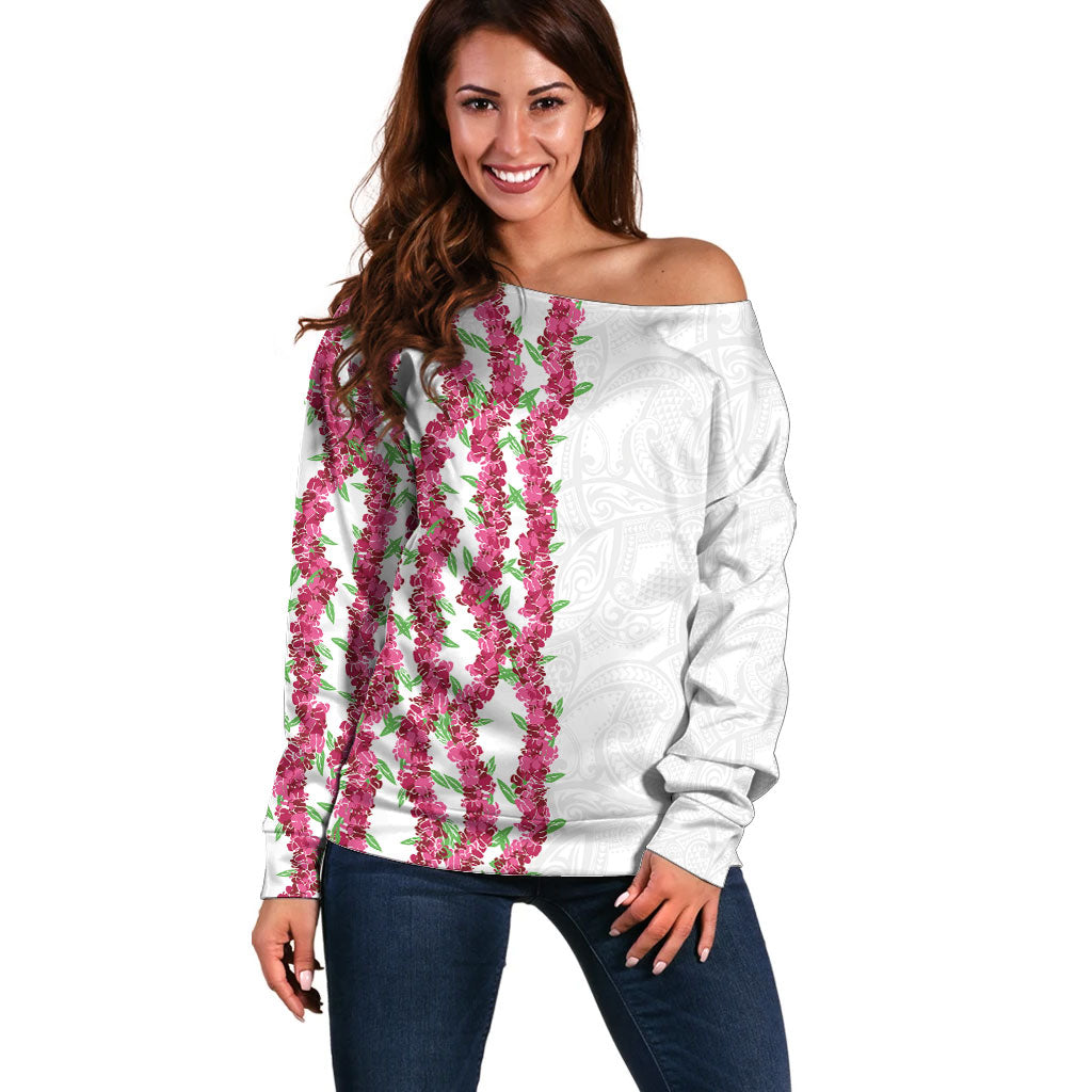 Hawaii Aalii Lei Off Shoulder Sweater Aalii Ku Makani