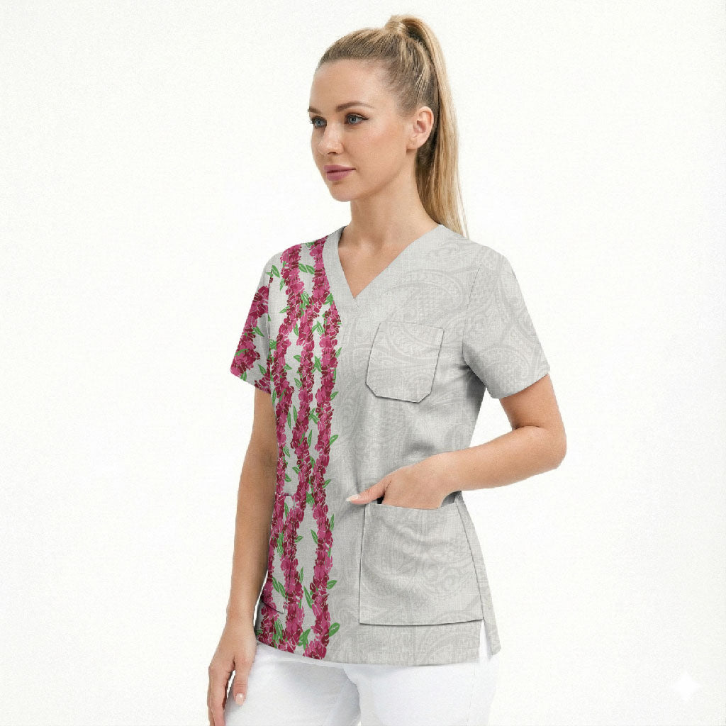Hawaii Aalii Lei Scrub Top Aalii Ku Makani