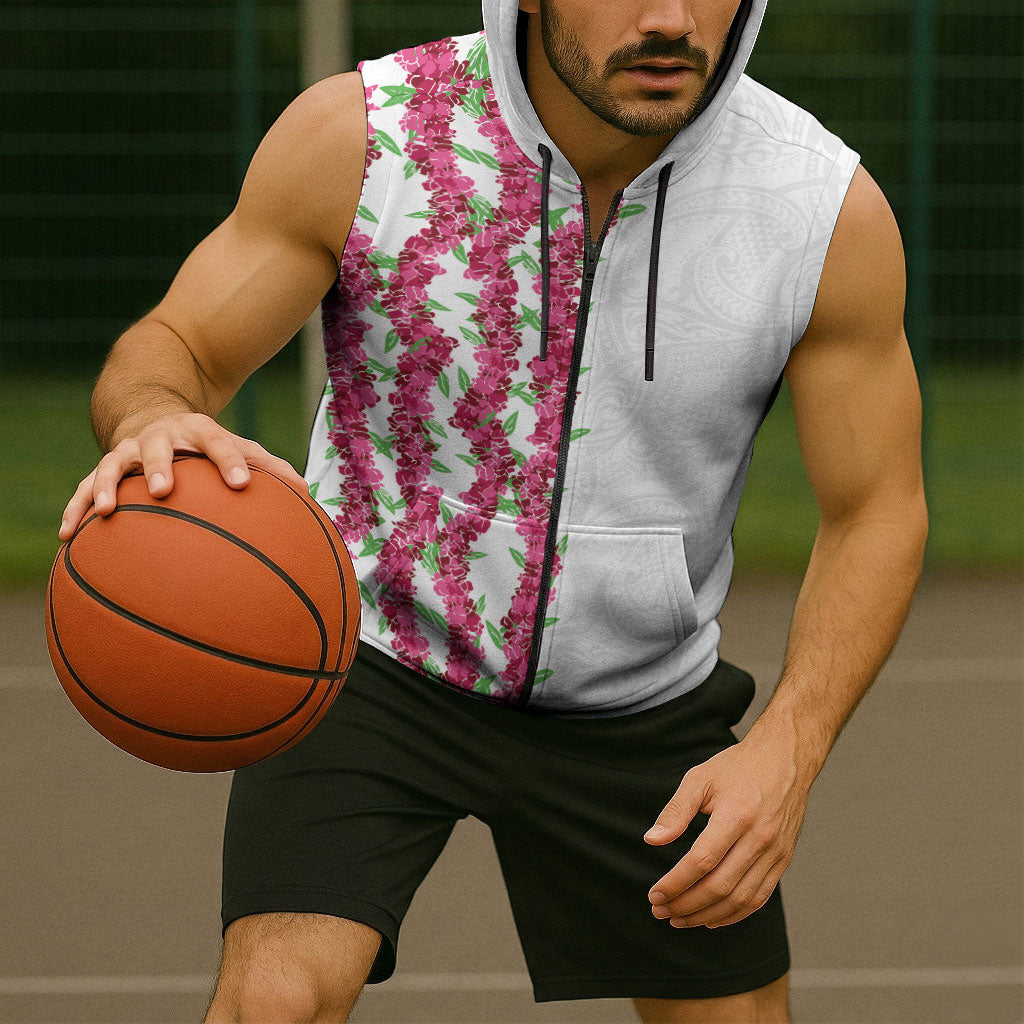 Hawaii Aalii Lei Sleeveless Zip Hoodie Aalii Ku Makani