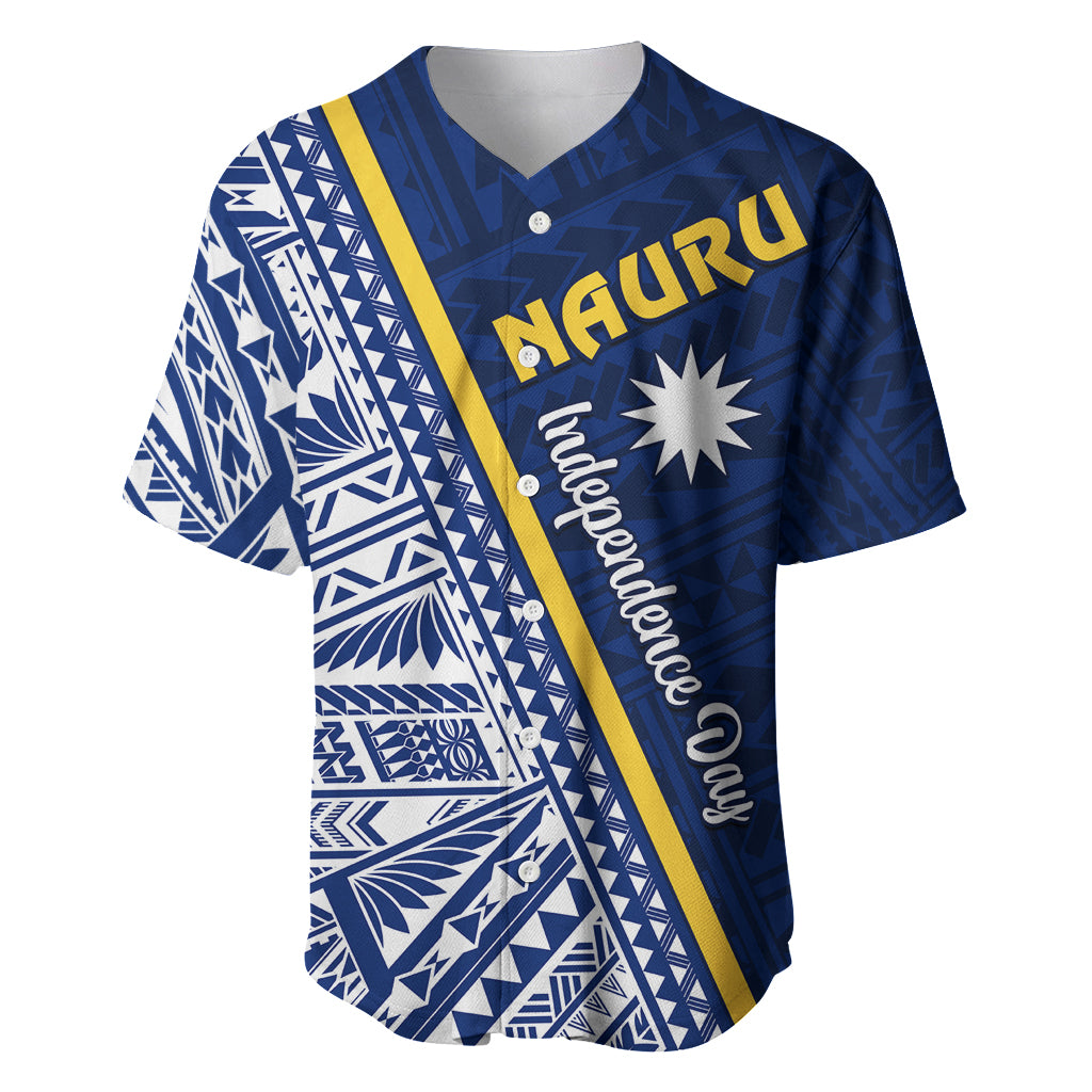 Nauru Independence Day Baseball Jersey Repubrikin Naoero Gods Will First LT01 Blue - Polynesian Pride