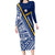 Nauru Independence Day Family Matching Long Sleeve Bodycon Dress and Hawaiian Shirt Repubrikin Naoero Gods Will First LT01 Mom's Dress Blue - Polynesian Pride