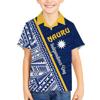 Nauru Independence Day Family Matching Off Shoulder Maxi Dress and Hawaiian Shirt Repubrikin Naoero Gods Will First LT01 Son's Shirt Blue - Polynesian Pride