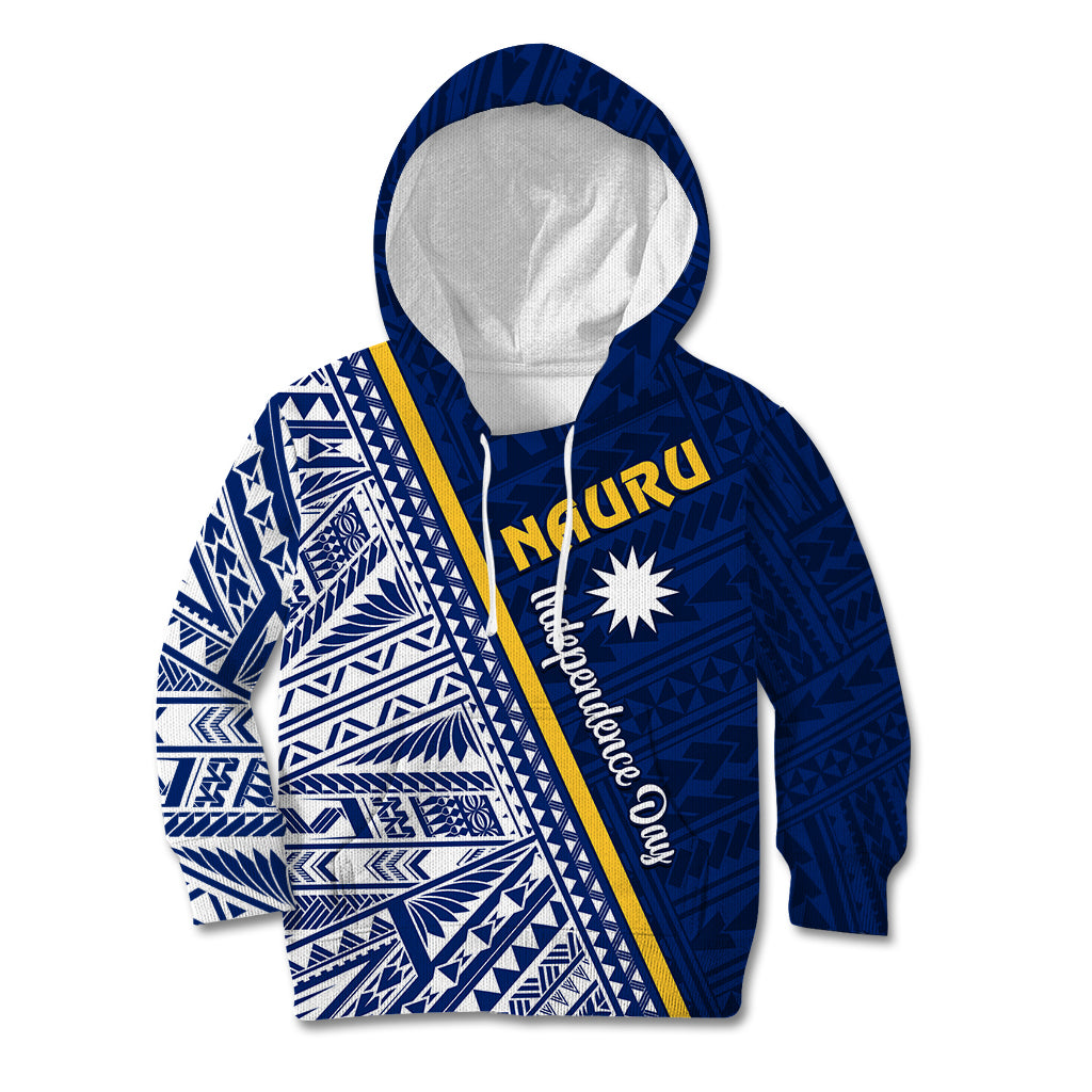 Nauru Independence Day Kid Hoodie Repubrikin Naoero Gods Will First LT01 Hoodie Blue - Polynesian Pride