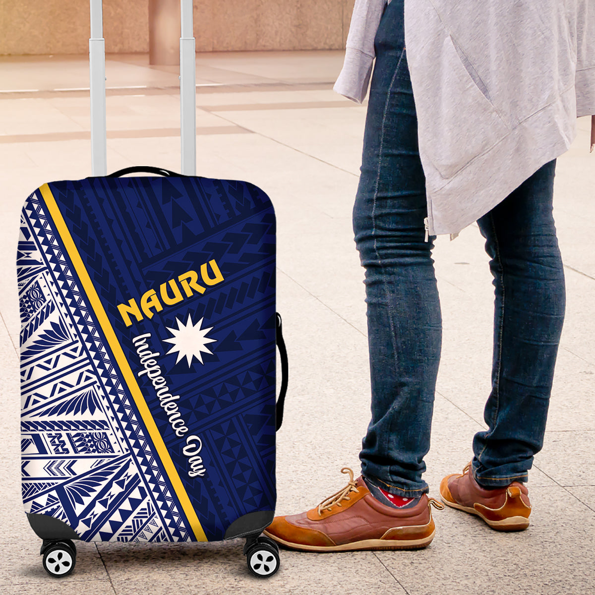 Nauru Independence Day Luggage Cover Repubrikin Naoero Gods Will First LT01 Blue - Polynesian Pride