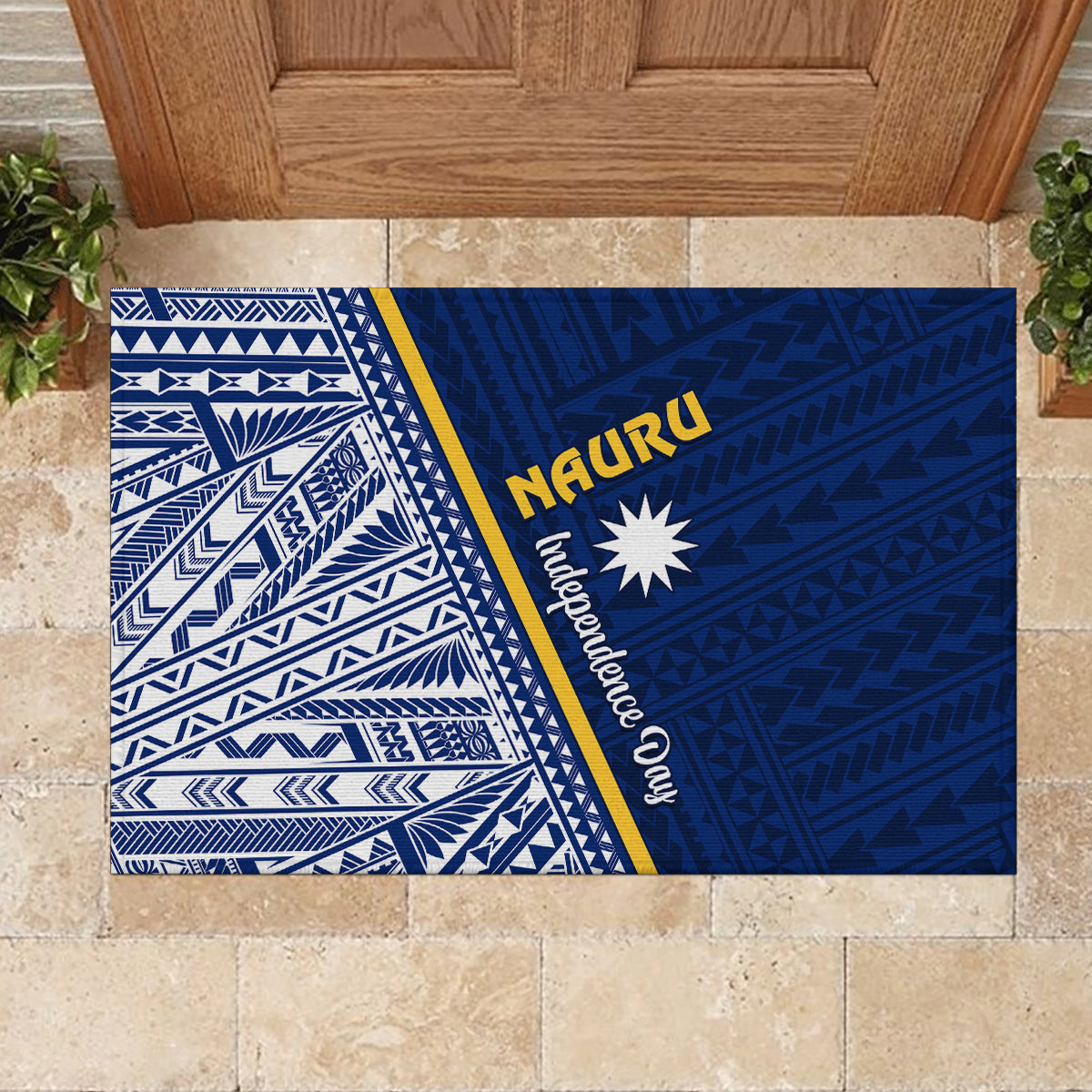 Nauru Independence Day Rubber Doormat Repubrikin Naoero Gods Will First LT01 - Polynesian Pride