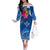 Kosrae Constitution Day Family Matching Off Shoulder Long Sleeve Dress and Hawaiian Shirt Kusaie Special Style LT01 Mom's Dress Blue - Polynesian Pride