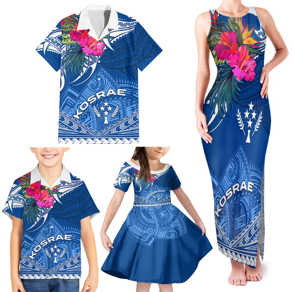 Kosrae Constitution Day Family Matching Tank Maxi Dress and Hawaiian Shirt Kusaie Special Style LT01 - Polynesian Pride