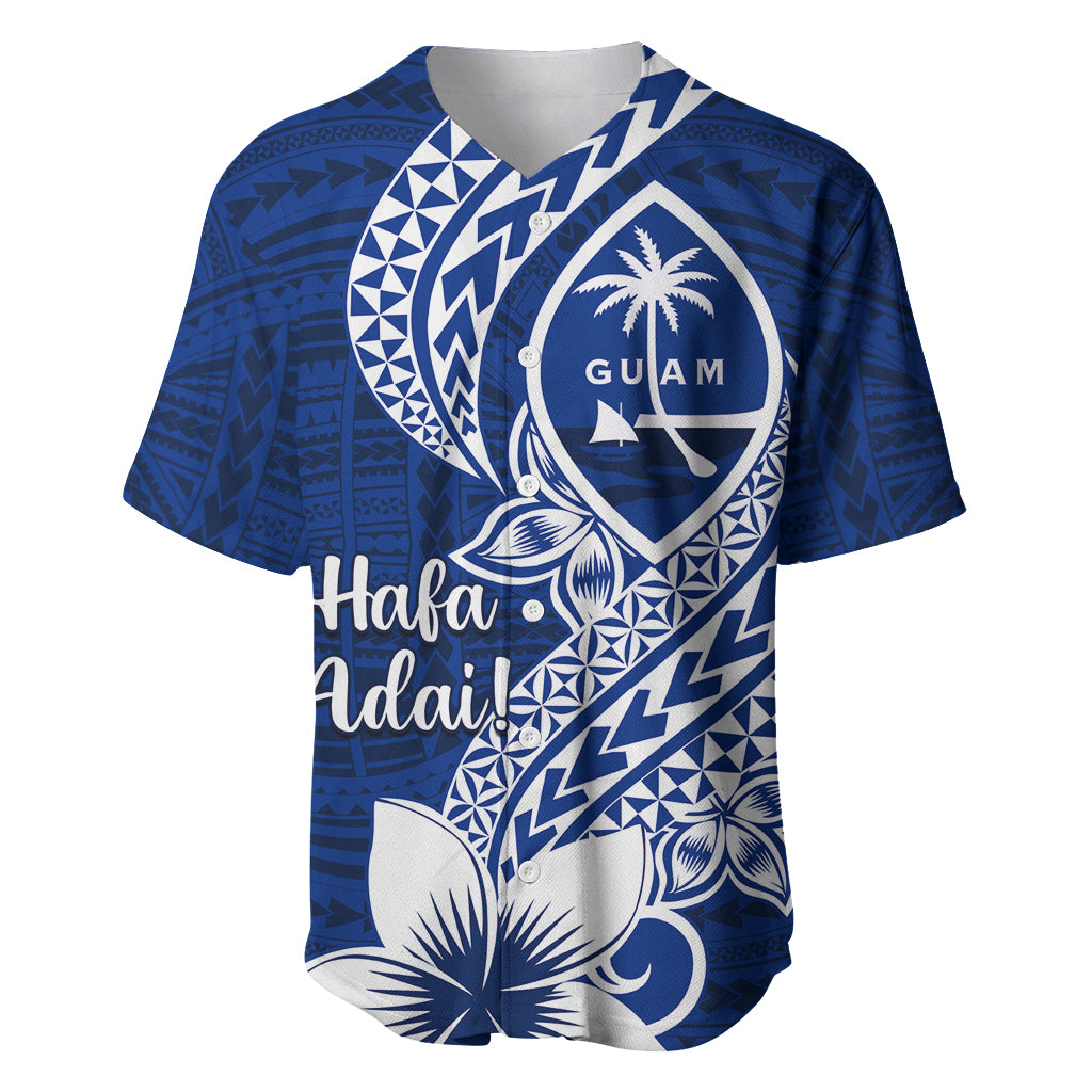 Hafa Adai Guam Baseball Jersey Polynesian Floral Blue Pattern LT01 Blue - Polynesian Pride