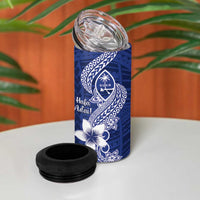 Hafa Adai Guam 4 in 1 Can Cooler Tumbler Polynesian Floral Blue Pattern