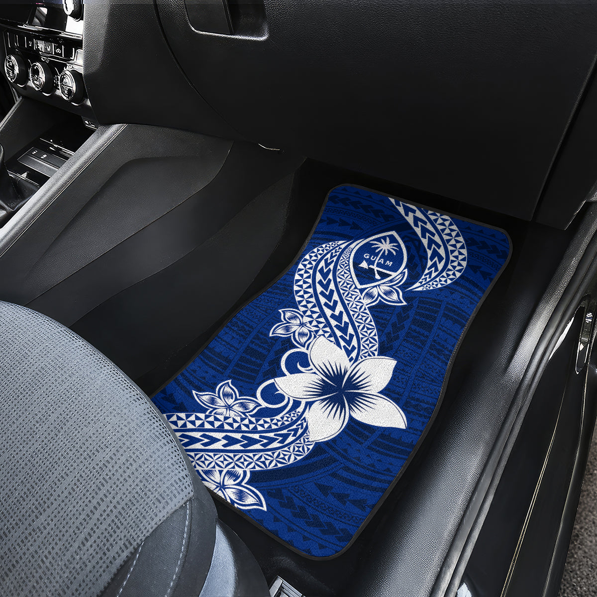 Hafa Adai Guam Car Mats Polynesian Floral Blue Pattern LT01 - Polynesian Pride