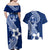 Hafa Adai Guam Couples Matching Off Shoulder Maxi Dress and Hawaiian Shirt Polynesian Floral Blue Pattern LT01 - Polynesian Pride