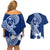 Hafa Adai Guam Couples Matching Off Shoulder Short Dress and Hawaiian Shirt Polynesian Floral Blue Pattern LT01 - Polynesian Pride