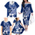 Hafa Adai Guam Family Matching Off Shoulder Long Sleeve Dress and Hawaiian Shirt Polynesian Floral Blue Pattern LT01 - Polynesian Pride