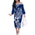 Hafa Adai Guam Family Matching Off Shoulder Long Sleeve Dress and Hawaiian Shirt Polynesian Floral Blue Pattern LT01 Mom's Dress Blue - Polynesian Pride