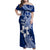 Hafa Adai Guam Family Matching Off Shoulder Maxi Dress and Hawaiian Shirt Polynesian Floral Blue Pattern LT01 Mom's Dress Blue - Polynesian Pride