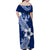 Hafa Adai Guam Family Matching Off Shoulder Maxi Dress and Hawaiian Shirt Polynesian Floral Blue Pattern LT01 - Polynesian Pride