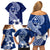 Hafa Adai Guam Family Matching Off Shoulder Short Dress and Hawaiian Shirt Polynesian Floral Blue Pattern LT01 - Polynesian Pride