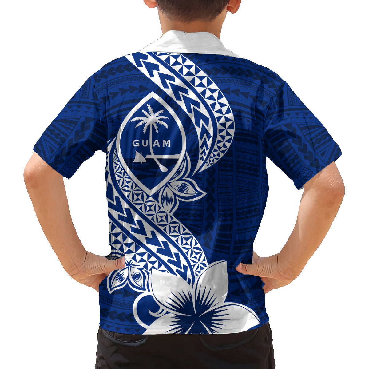 Hafa Adai Guam Family Matching Puletasi Dress and Hawaiian Shirt Polynesian Floral Blue Pattern LT01 - Polynesian Pride