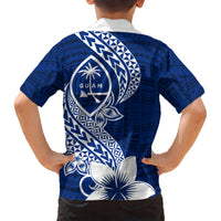 Hafa Adai Guam Kid Hawaiian Shirt Polynesian Floral Blue Pattern LT01 - Polynesian Pride