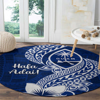 Hafa Adai Guam Round Carpet Polynesian Floral Blue Pattern LT01 - Polynesian Pride