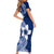 Hafa Adai Guam Short Sleeve Bodycon Dress Polynesian Floral Blue Pattern LT01 - Polynesian Pride