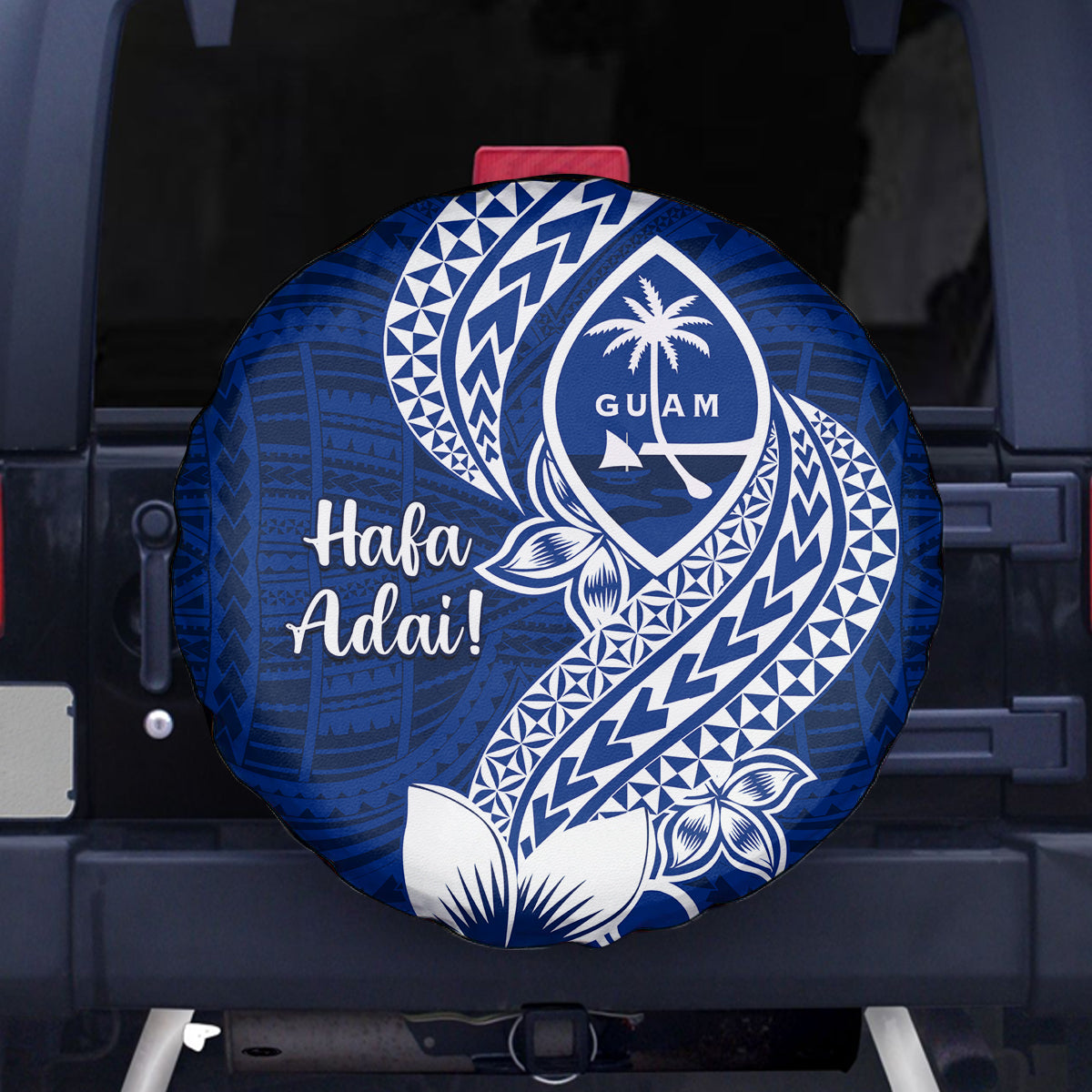 Hafa Adai Guam Spare Tire Cover Polynesian Floral Blue Pattern LT01 Blue - Polynesian Pride