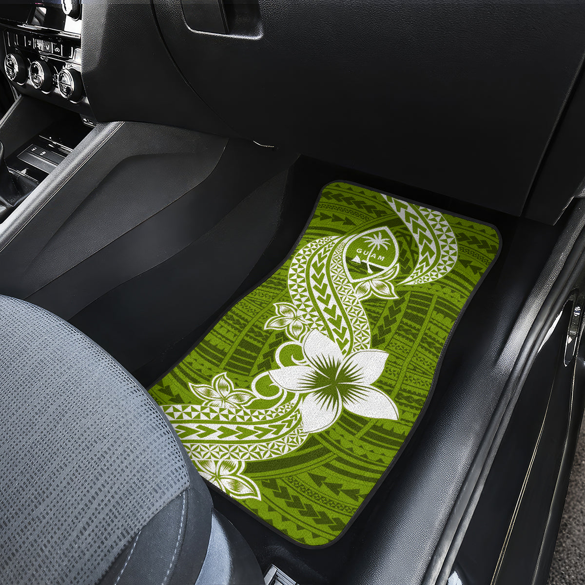 Hafa Adai Guam Car Mats Polynesian Olive Green Blue Pattern LT01 - Polynesian Pride