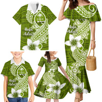 Hafa Adai Guam Family Matching Mermaid Dress and Hawaiian Shirt Polynesian Olive Green Blue Pattern LT01 - Polynesian Pride