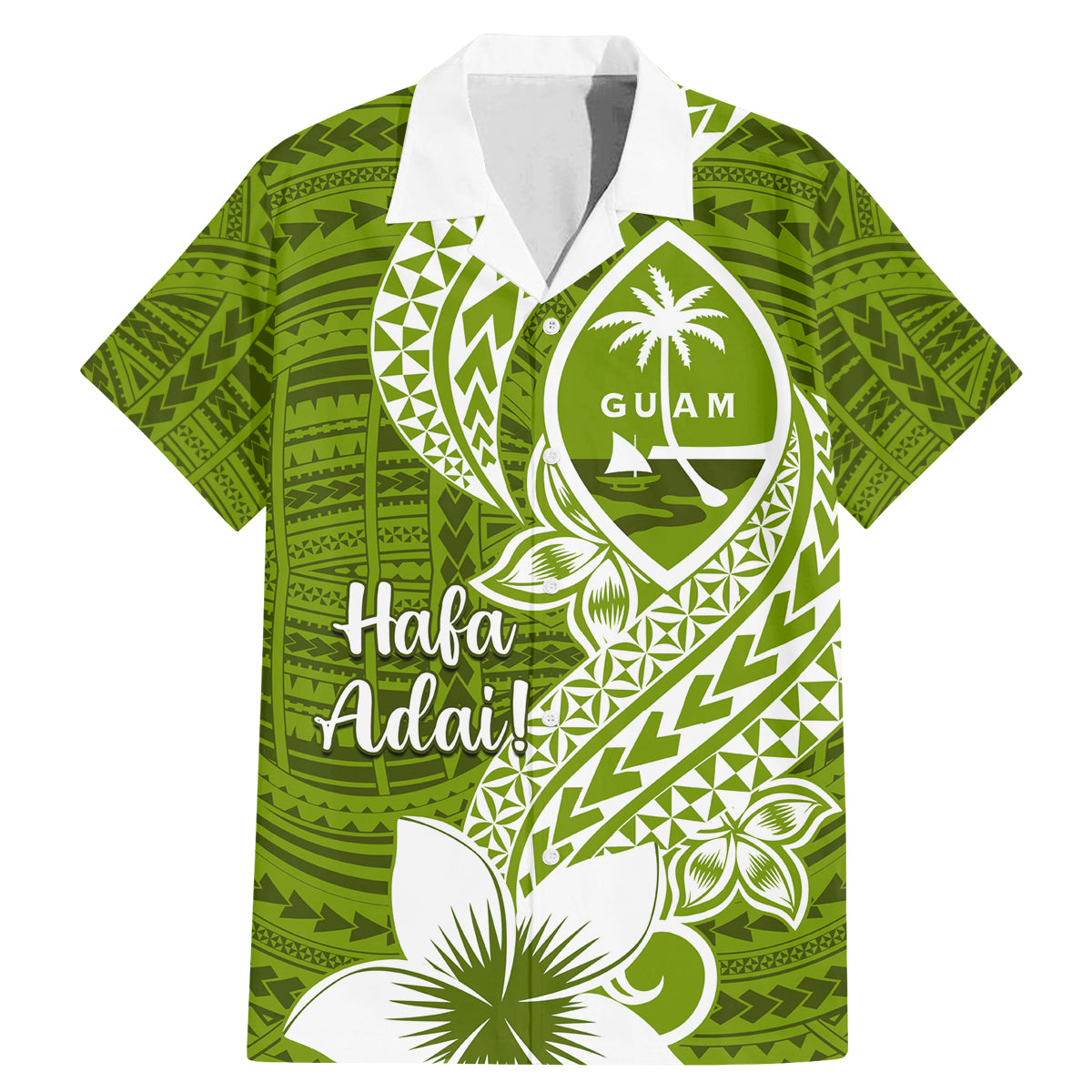 Hafa Adai Guam Family Matching Mermaid Dress and Hawaiian Shirt Polynesian Olive Green Blue Pattern LT01 Dad's Shirt - Short Sleeve Green - Polynesian Pride