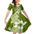 Hafa Adai Guam Family Matching Off Shoulder Short Dress and Hawaiian Shirt Polynesian Olive Green Blue Pattern LT01 Daughter's Dress Green - Polynesian Pride