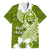 Hafa Adai Guam Family Matching Off Shoulder Short Dress and Hawaiian Shirt Polynesian Olive Green Blue Pattern LT01 Dad's Shirt - Short Sleeve Green - Polynesian Pride