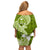 Hafa Adai Guam Family Matching Off Shoulder Short Dress and Hawaiian Shirt Polynesian Olive Green Blue Pattern LT01 - Polynesian Pride