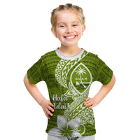 Hafa Adai Guam Kid T Shirt Polynesian Olive Green Blue Pattern LT01 Green - Polynesian Pride
