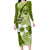 Hafa Adai Guam Long Sleeve Bodycon Dress Polynesian Olive Green Blue Pattern LT01 Long Dress Green - Polynesian Pride