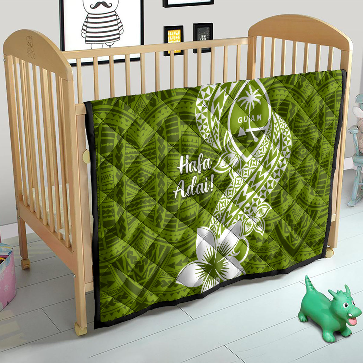 Hafa Adai Guam Quilt Polynesian Olive Green Blue Pattern LT01 - Polynesian Pride