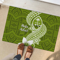 Hafa Adai Guam Rubber Doormat Polynesian Olive Green Blue Pattern LT01 - Polynesian Pride