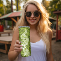 Hafa Adai Guam Skinny Tumbler Polynesian Olive Green Blue Pattern