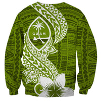 Hafa Adai Guam Sweatshirt Polynesian Olive Green Blue Pattern LT01 - Polynesian Pride