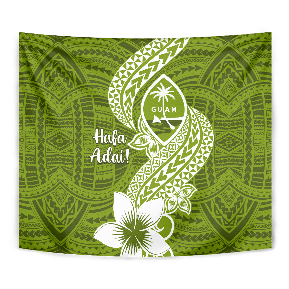 Hafa Adai Guam Tapestry Polynesian Olive Green Blue Pattern LT01 - Polynesian Pride