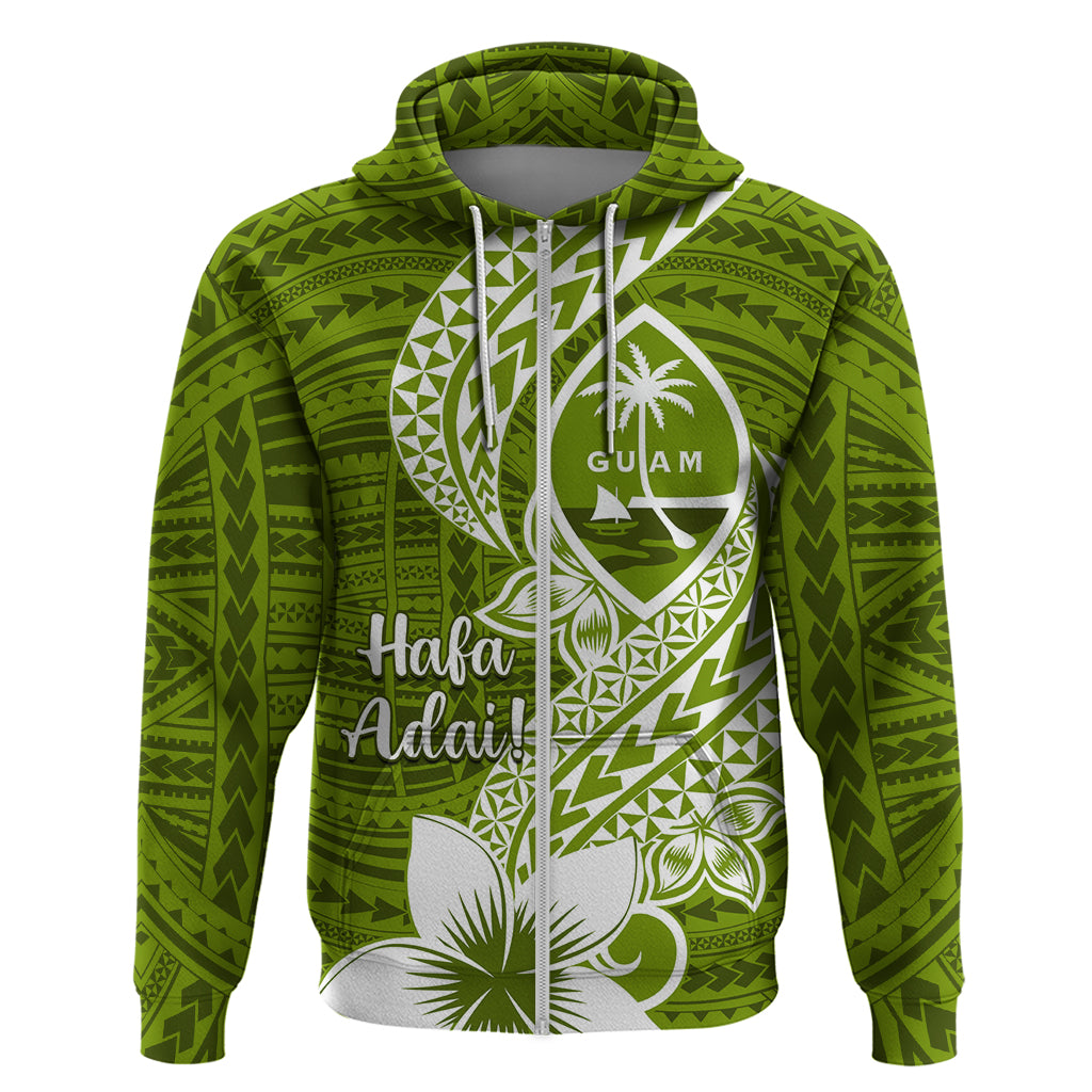 Hafa Adai Guam Zip Hoodie Polynesian Olive Green Blue Pattern LT01 Zip Hoodie Green - Polynesian Pride