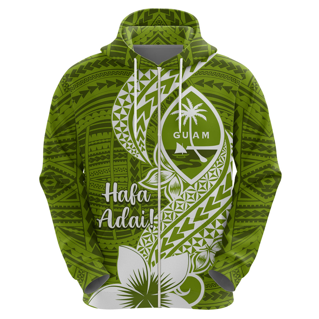 Hafa Adai Guam Zip Hoodie Polynesian Olive Green Blue Pattern LT01 - Polynesian Pride